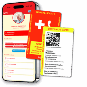 Notfallkarte im Kreditkartenformat mit App