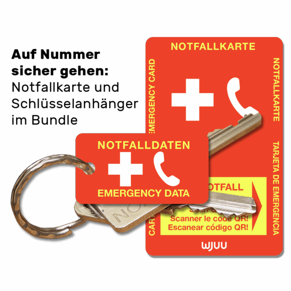 Schlüsselanhänger für den Notfall Bundle Notfallkarte