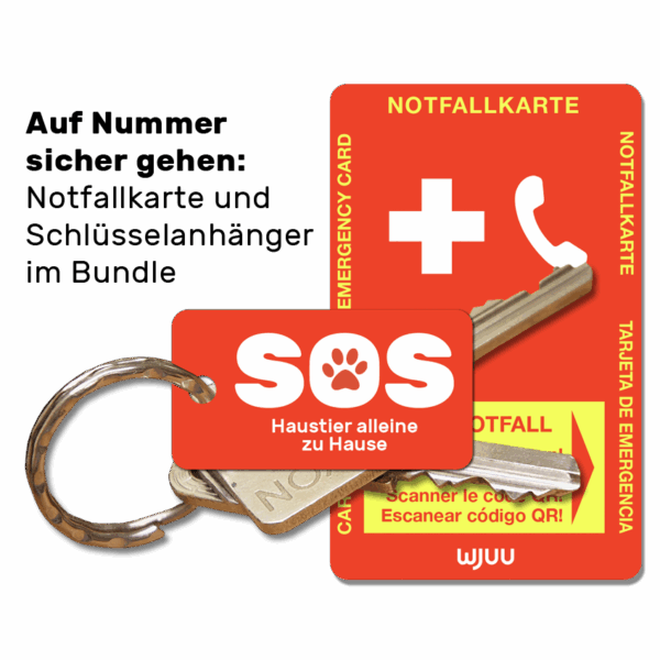 Schlüsselanhänger für den Notfall Haustier alleine zu Hause Bundle Notfallkarte