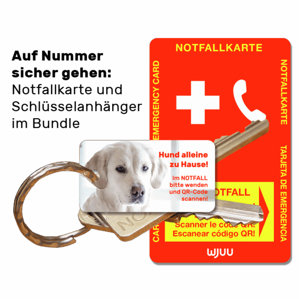 Schlüsselanhänger für Haustierbesitzer für den Notfall Hund Labrador Bundle Notfallkarte