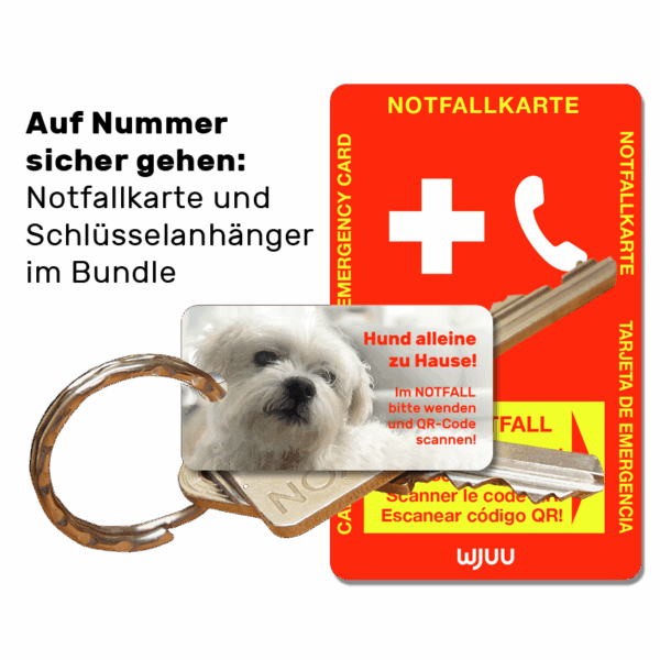 Schlüsselanhänger für Haustierbesitzer für den Notfall Hund Malteser Bundle Notfallkarte