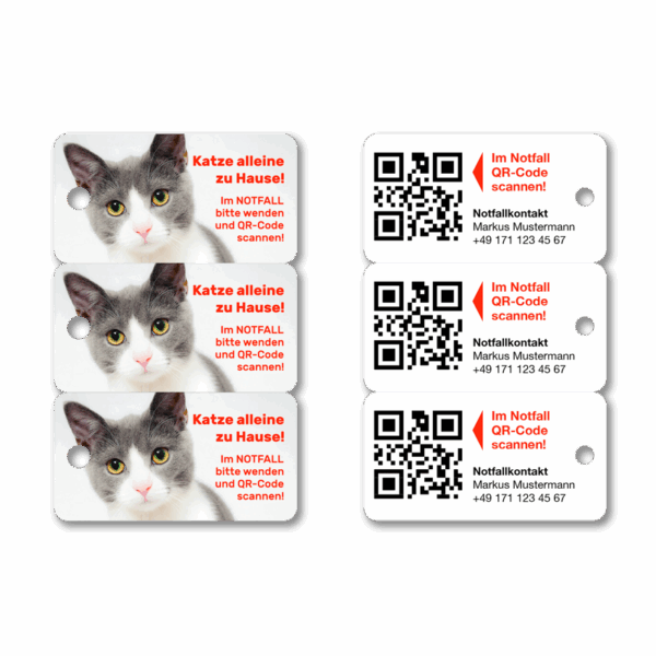 Schlüsselanhänger für Haustierbesitzer für den Notfall Katze Hauskatze 3er Set