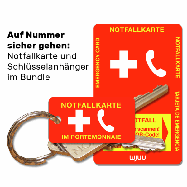 Notfallkarte und Schlüsselanhänger mit App im Bundle